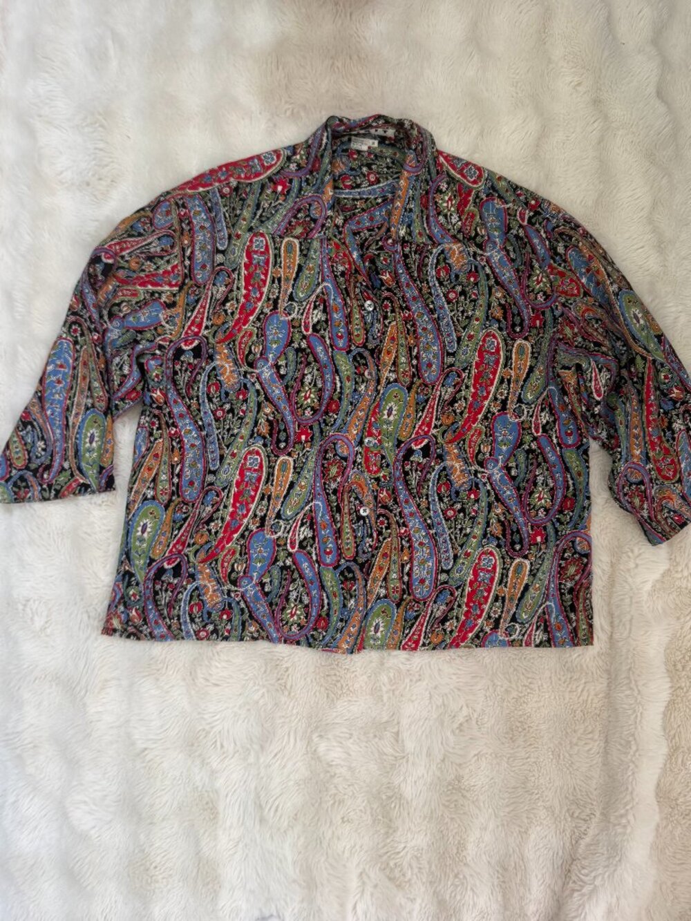 Vintage K-I-K-I-T Maurice Sasson 100% Silk Shirt Size Small